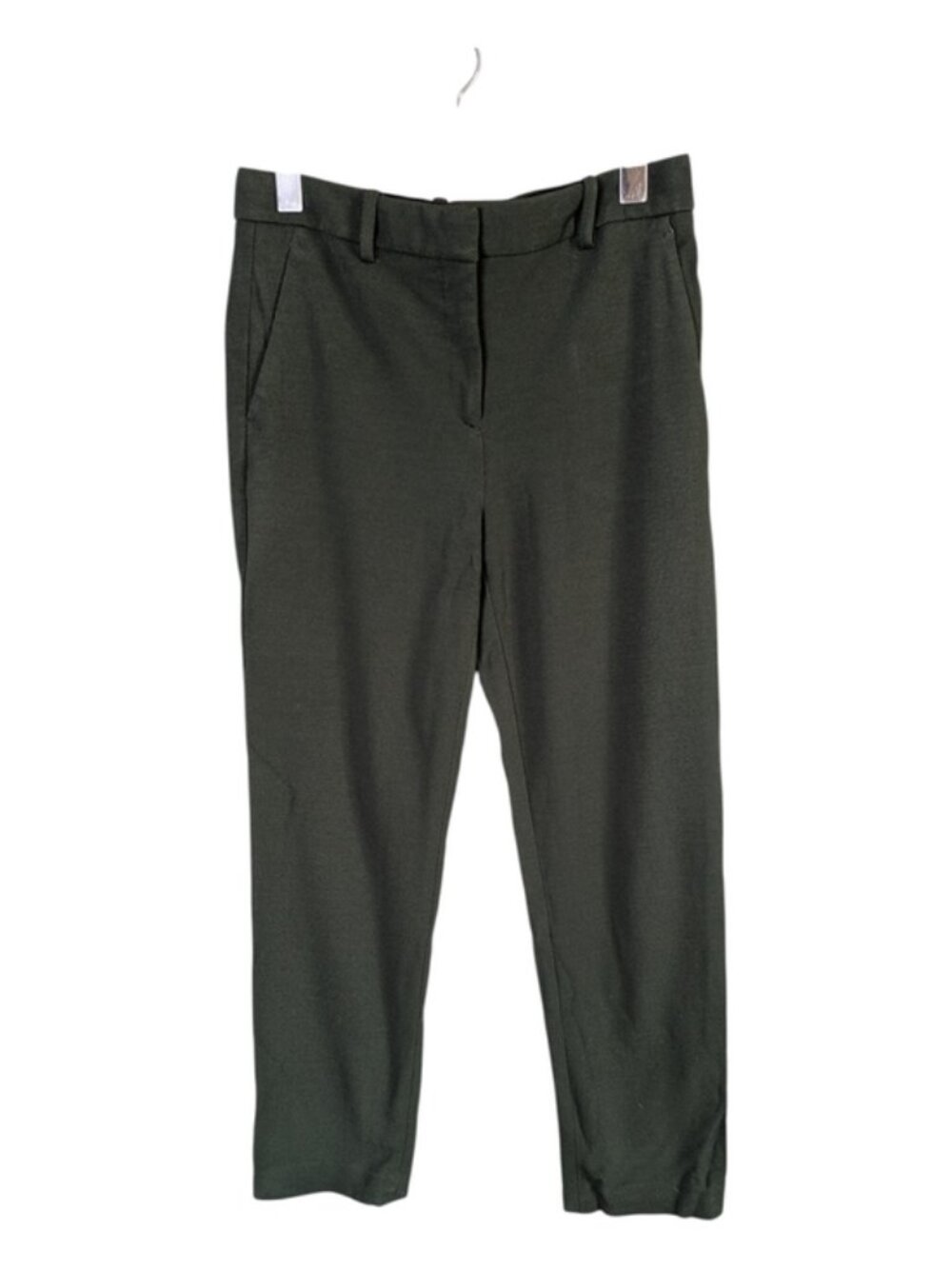 Theory Treeca Oxford Knit Pants Dark Green Slim Fit Ankle Trouser Mid Rise 6